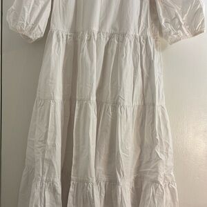 Aqua Tiered Poplin Midi Dress, Size XS